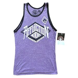 NWT Affliction Mens X-Small Graphic American Customs Purple Tank Top